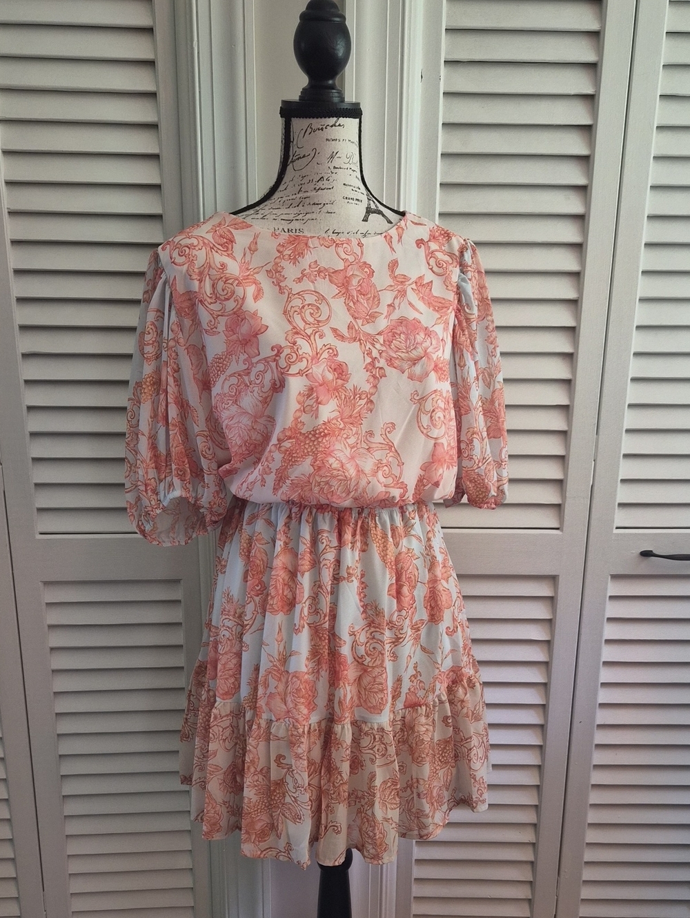 Flying Tomato Floral Puff-Sleeve Mini Dress
